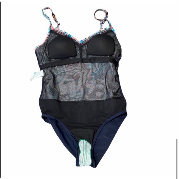 Christina Blue one piece comfort athletic abstract print bathing swimsuit size 8 - Picture 5 of 13